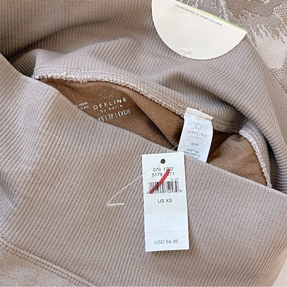 NWT Aerie Offline 7/8 High Rise Seamless Floral Legging, Taupe / Beige, size XS - Picture 7 of 8